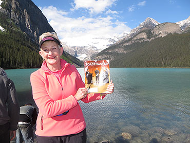 Judy Marshall, President of Woodlands Toastmasters visits Lake Louise, Alberta, Canada